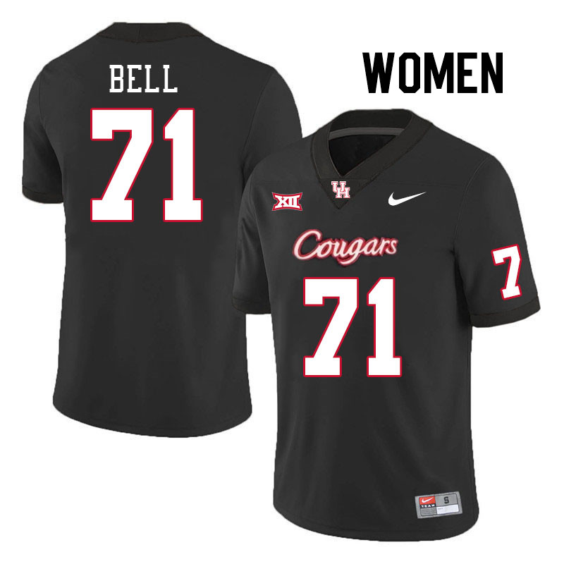 Women #71 Ray'Quan Bell Houston Cougars College Football Jerseys Stitched-Black